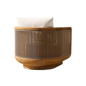 Sillón de Exterior Moderno y Elegante, de Madera de Teca Sólida con Panel Lateral de Cuerda Tejida, Cojín Grueso y Suave, Muebles de Jardín y Resort de Primera Calidad - Product Image 2