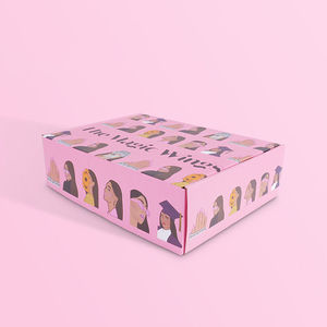 High Quality <b>Pink</b> Corrugated Paper Wig Shipping Boxes Double Design Matt Lamination Embossing Sponge Liner for Gift Packaging - Product Image 6