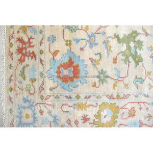 Tapis floral turc noué à la main Oushak exquis 8x10 9x12 10x14 pieds Design floral contemporain antique fait à la main pour le salon" - Product Image 1
