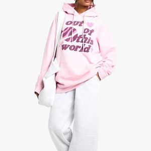 Sweat-shirt à capuche pour femme de haute qualité, personnalisable, respirant, doux, taille plus, avec logo brodé, pour l'hiver/l'automne - Product Image 2