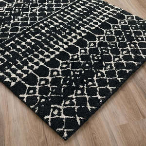 Tapis en laine marocaine tissé charbon de bois abstrait moderne PihueCreations217 pour salon et chambre à coucher tapis et ensembles - Product Image 4