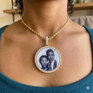 Customized Iced 925 Silver Gold Plated Geometric Tikli Setting Moissanite Photo Pendant Necklace Men's Hip Hop <b>Memory</b> Jewelry - Product Image 6