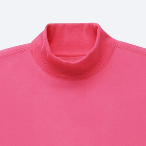 Women's Winter Daily Wear Printed Fleece Custom Logo Ivory Solid Color <b>Mock</b> <b>Neck</b> Pullover Oversized Heavyweight Pink Sweatshirt - Product Image 6