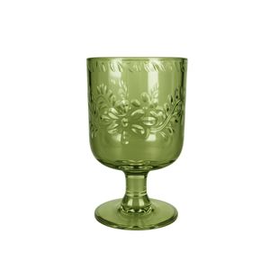 Gobelet en verre floral gaufré vert avec pied, style vintage, vaisselle de table - Product Image 2