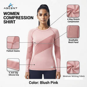 <b>Women</b> Compression <b>Shirt</b> <b>Long</b> Sleeve Athletic Base Layer Quick Dry Workout Top Gym Fitness Running Sportswear OEM ODM Wholesale - Product Image 6