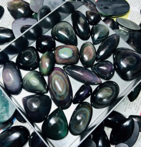 Lote al por mayor de obsidiana natural de grado AAA con ojo de arcoíris, gemas sueltas mixtas hechas a mano para la fabricación de joyas ASHU GEMS 20mm-50mm - Product Image 2