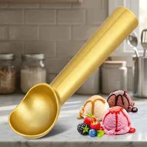 Cuillère à glace en aluminium finition or, cuillère à dessert professionnelle pour glace, sorbet, desserts, utilisation en cuisine et en restaurant - Product Image 6