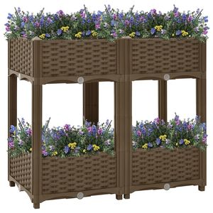 Bac à fleurs surélevé en polypropylène brun durable 31,5x15,7x28,0 pouces pour fleurs et plantes - Product Image 1