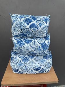 Bolsa de cosméticos de algodón con diseño de conchas azules y blancas, cierre de cremallera, bolsa de uso diario para mujer a la moda - Product Image 2