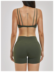Women's Deep Red Crisscross Strap Sports Bra Seamless Yoga Support <b>Top</b> - Product Image 2
