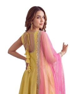 Vestido Salwar Kameez Anarkali de Seda con Bordado, Traje Tradicional Indio para Bodas y Fiestas, Largo hasta el Suelo, para Todas las Temporadas - Product Image 5