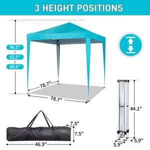 Tenda Pop-up Pratica Blu Lago 6.5X6.5FT con Due Porte e Due Finestre, Impermeabile, Design Pieghevole ad Angolo Retto - Product Image 6
