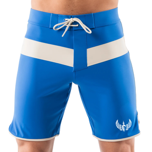 Shorts de bain pour hommes, bleu royal et blanc, à séchage rapide, avec cordon de serrage, pour la plage, les sports nautiques et les activités aquatiques - Product Image 1
