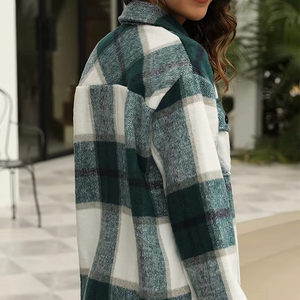 Camisas a Cuadros Personalizadas de Moda, Blusas de Franela Bordadas Casuales de Manga Larga para Mujer - Product Image 2