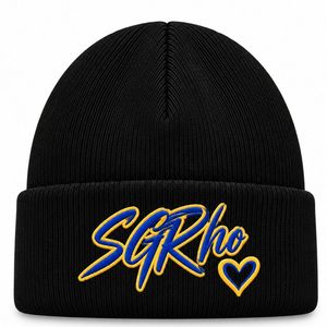 Gorro Negro Personalizado de Sigma Gamma Rho para Mujer, con Logotipo Bordado de SGRho en Forma de Corazón, Gorro de Invierno Cálido de Punto con Puño, Gorro de la Hermandad Griega - Product Image 1