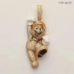 Colgante con Dije de Moissanita Real de Corte Redondo de 3 Quilates, Chapado en Oro Amarillo de 14k - Product Image 2