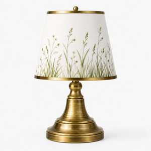 Vase de table traditionnel en laiton avec abat-jour en tissu blanc, fait main, design moderne, écologique, Lavie Creations LCa-181 Anniversaire - Product Image 3