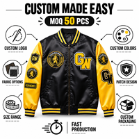 Veste universitaire en satin personnalisée en gros pour équipes, avec logos brodés inspirés de Detroit, style universitaire et collégial