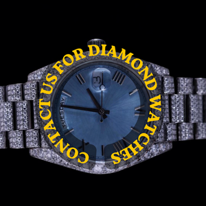 Reloj Clásico Hip Hop de Diseño Personalizado con Esfera Azul Cielo Redonda de Diamantes Moissanite Totalmente Cubiertos de Piedras, Características Únicas y Movimiento de Cuarzo de Lujo - Product Image 2