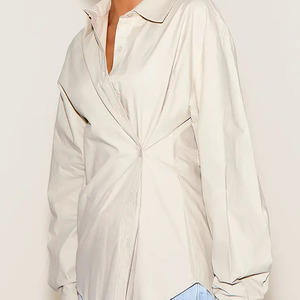 Camisa Clásica de Botones para Mujer, Hecha a Medida, Manga Larga, Color Sólido, Blusa de Popelina de Algodón, Corte Regular, para Uso Diario - Product Image 1