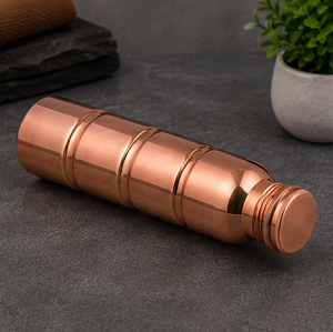 Bouteille d'eau artisanale en cuivre pur segmentée à anneaux multiples, pour la maison, les voyages et les fêtes - Product Image 4