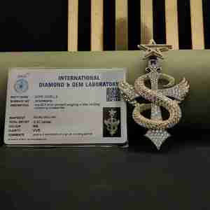 Colgante de cruz con letra S y estrella, personalizado, de acero inoxidable, chapado en platino cultivado en laboratorio, plata de ley, DOPE JEWELLS - Product Image 3