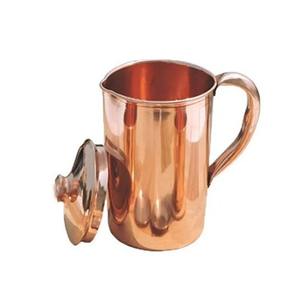 Carafe en cuivre pur de grande taille, de qualité supérieure, de couleur or rose, au design antique, avec poignée, pour l'eau potable. - Product Image 5