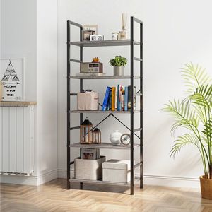 Libreria Rustica a 5 Ripiani, Scaffale Industriale Autoportante per Casa, Ufficio e Soggiorno - Product Image 2