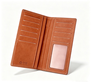 [En Stock] [Precio de Venta al Público] Cartera Larga de Cuero Nubuck Genuino Castello, Unisex, para Hombre y Mujer, Negra y Marrón, con Protección RFID - Product Image 4