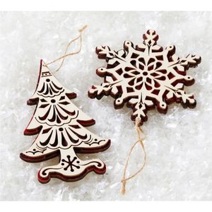 Ornements de Noël en bois naturel en vrac, motif rennes superposés et forêt de pin, décorations de fête pour les fêtes de fin d'année - Product Image 5