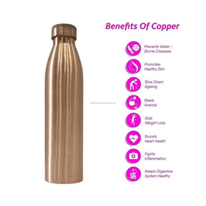 Customized 100% Pure Copper Drinkware Eco-Friendly Matte Finish <b>Water</b> <b>Bottle</b> From India Bulk <b>Metal</b> Material Drinkware Category - Product Image 6