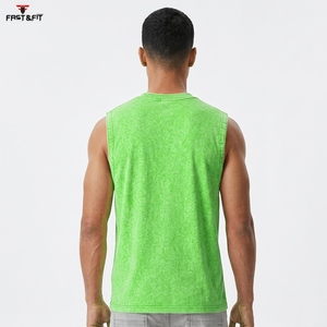 Débardeur de sport en coton personnalisé avec logo, couleur unie, sans manches, respirant, séchage rapide, tissu gaufré pour la musculation et le fitness - Product Image 6
