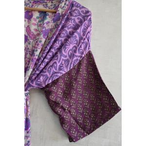 Bata Kimono de Seda con Parches para Mujer, Lujosa Túnica Larga de Diseño Bohemio, Elegante Ropa de Estar por Casa - Product Image 4