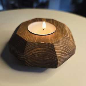Unique Shape Modern Wooden <b>Tea</b> Light Holder Artisan Crafted Geometric Candle <b>Stand</b> for Contemporary Home Decoration - Product Image 3
