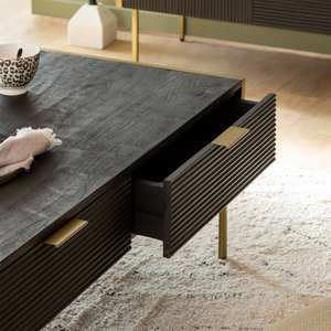 Mesa de centro Vandana Elara Merino en madera de mango y metal dorado - Product Image 5