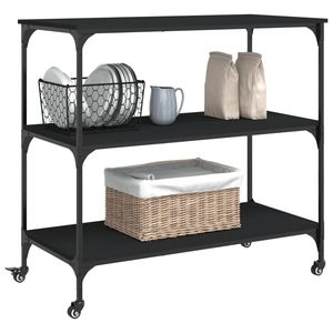 Chariot de cuisine en bois d'ingénierie noir 40,2"x19,7"x37,4" Îlots et chariots de cuisine - Product Image 6
