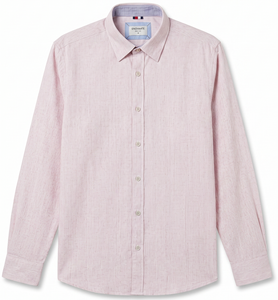 Camisa Casual de Hombre Enovate, Doble Botonadura, Manga Larga, Transpirable, 100% Algodón, Estampada, con Logotipo en la Parte Trasera del Cuello, para Primavera - Product Image 1