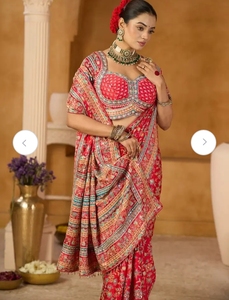 KV Printed Traditional <b>Silk</b> Saree (<b>Red</b>) for Party - Product Image 4