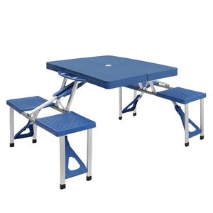 Siamese <b>Folding</b> <b>Tables</b> and Chairs Durable <b>Plastic</b> PS Thickening for Camping Furniture - Product Image 2
