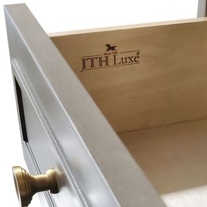 Gabinete de Almacenamiento para Entrada de Madera y Cachemira Gris Pintado a Mano Dauphin, Mueble Elegante para Sala de Estar - Product Image 4