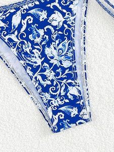 Customized Women's <b>Bikini</b> 2-Piece <b>Set</b> with Halter Neckline V-<b>Strings</b> Floral Pattern in Spandex/Nylon Fabric - Product Image 6