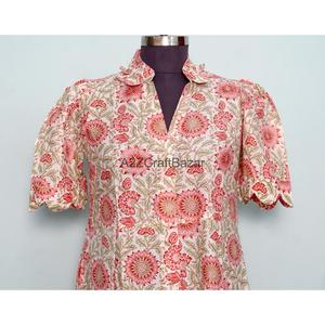 Vestidos midi casuales de punto con cuello en V y estampado floral de diseñador indio, estilo canguro, para mujer, ecológicos y lavables. - Product Image 2