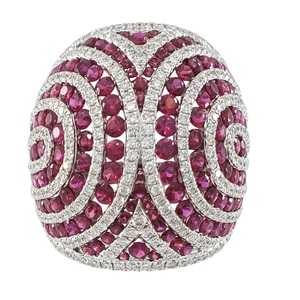 Bague de fiançailles et de mariage sur mesure, en or blanc platine de haute qualité, avec pierre précieuse rubis, pour cadeau - Product Image 1