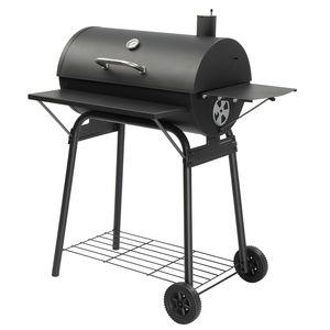 Lussuoso appartamento di 571 mq. In. Griglia a Carbone con Barile in Acciaio e Tavolo Laterale Anteriore per Feste all'Aperto in Giardino e Patio, Colore Nero - Product Image 1