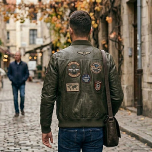Nouvelle veste en cuir pour homme, mode hiver, fermeture éclair, style motard, grandes tailles - Product Image 3