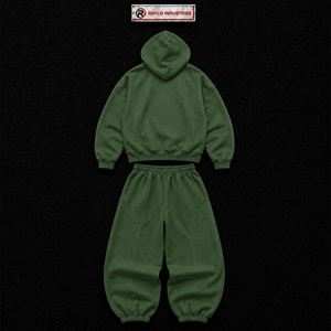 Conjunto Deportivo Verde Oversize Unisex, Sudadera con Capucha Lisa y Pantalones Jogger, Corte Holgado, Ropa Casual Urbana, Ropa Deportiva de Invierno, Estilo Lounge - Product Image 6