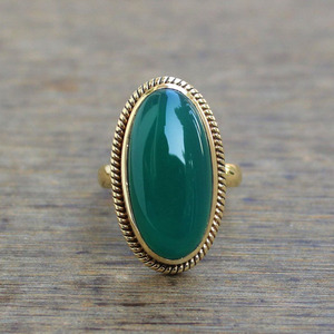 Anillo de ónix verde chapado en oro de 18 quilates, anillo de piedra preciosa natural, regalo para ella - Product Image 4