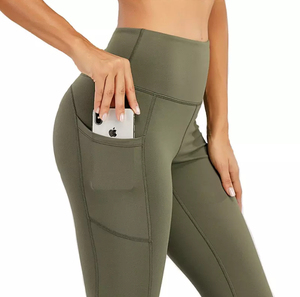 Seamless Eco-Friendly Light Pink Women's Gym <b>Leggings</b> <b>Pockets</b> Cute Feminine Yoga Fitness <b>Legging</b> Fashionable Yoga Workout - Product Image 5