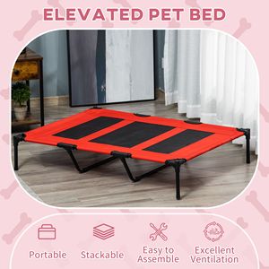 Cuccia rialzata per animali domestici 48x46 pollici con telaio in metallo, lettino pieghevole per cani, rinfrescante per l'estate, colore rosso - Categoria Prodotto: Cucce per animali domestici - Product Image 4