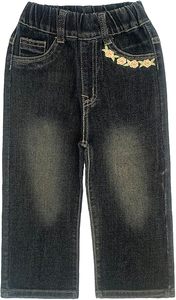 Girls High <b>Waist</b> Straight Leg Denim <b>Jeans</b> With Embroidery Floral Patch Vintage Washed Cotton Casual Pants Full Length Style - Product Image 4